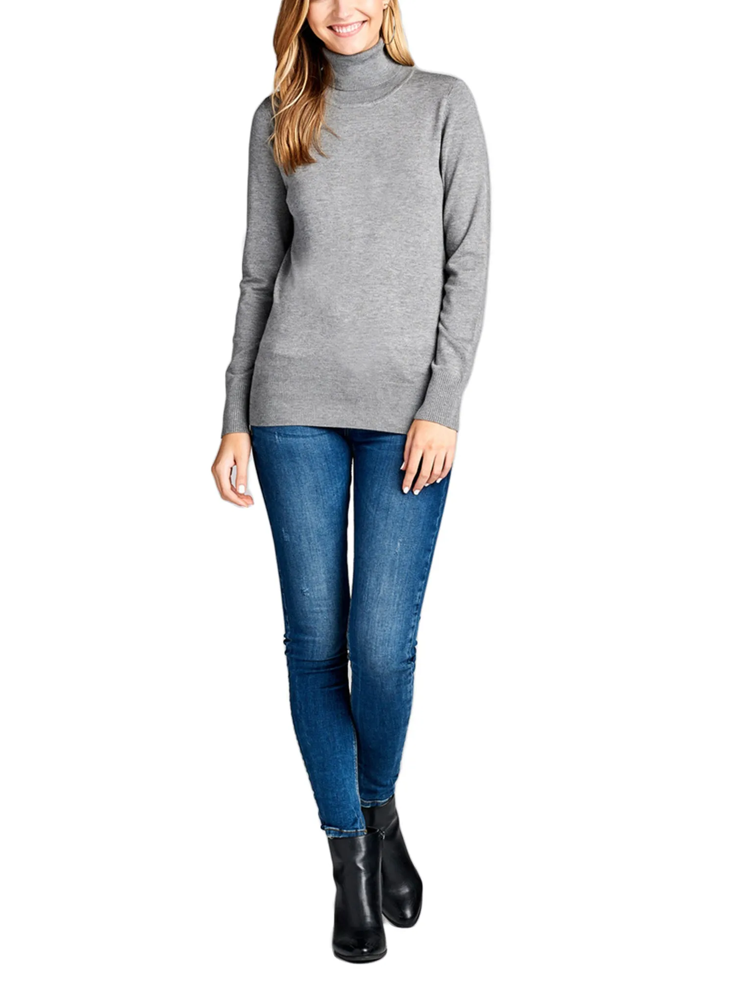 KOGMO Womens Solid Long Sleeve Turtleneck Knit Sweater (S-XL)