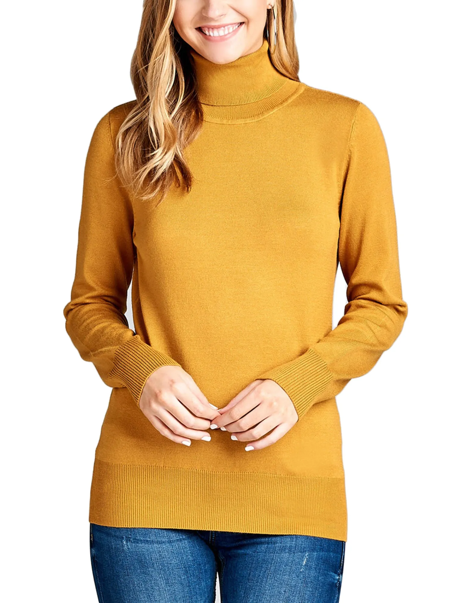 KOGMO Womens Solid Long Sleeve Turtleneck Knit Sweater (S-XL)