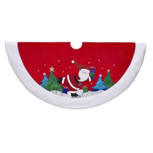 Kurt Adler 48" Red and White Velvet Santa Tree Skirt, TS0215