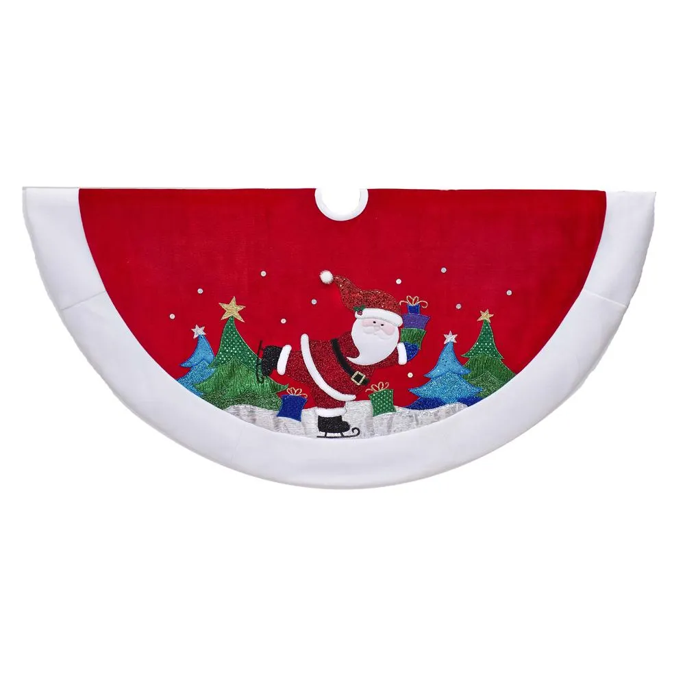 Kurt Adler 48" Red and White Velvet Santa Tree Skirt, TS0215