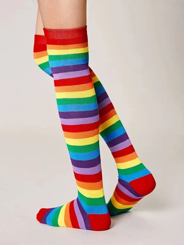 Light Rainbow Over the Knee Socks