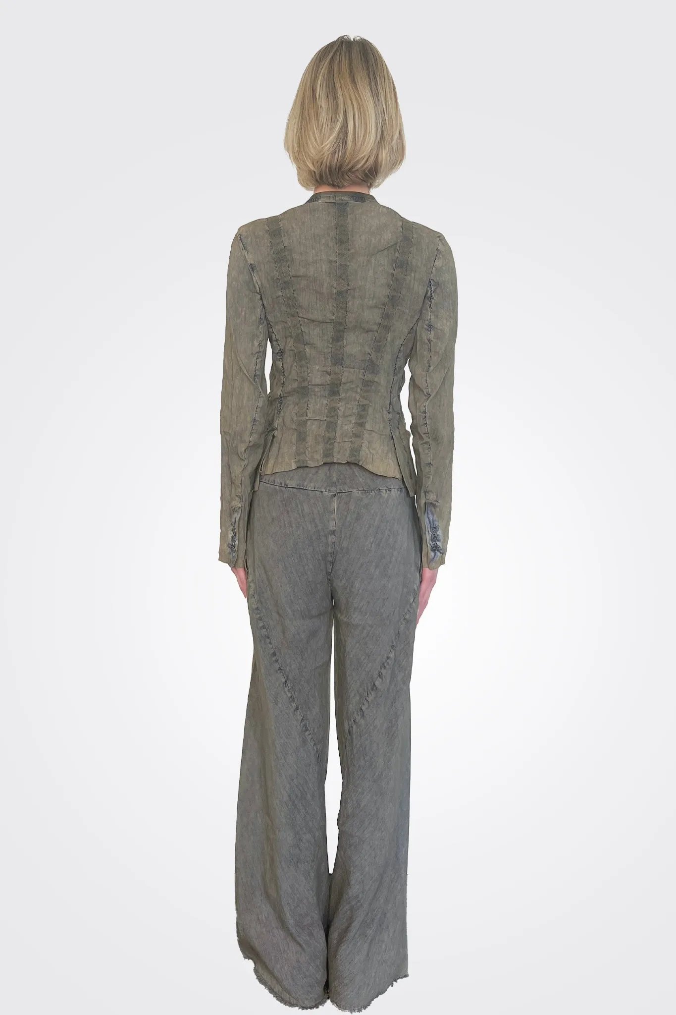 Linen Flared Trousers - Oil