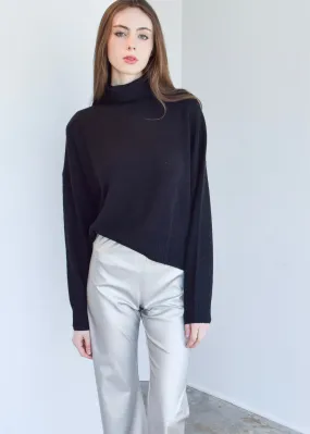 Long Sleeve Relaxed Turtleneck Sweater Black