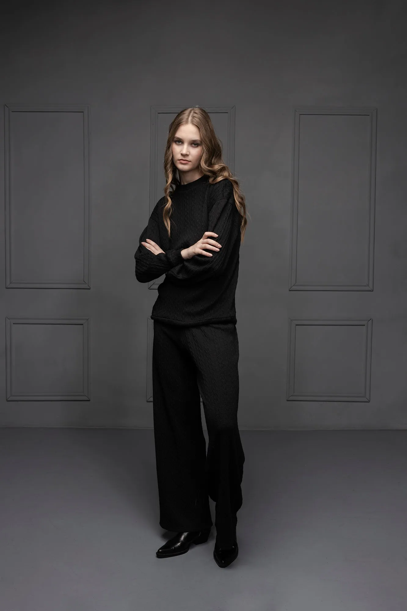 Lumia Knit Pants and Blouse (black)