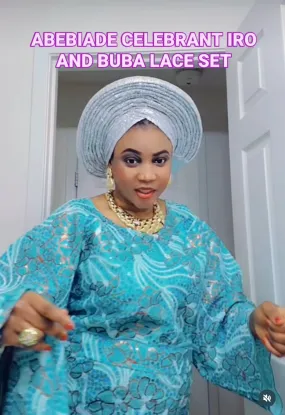 Luxury Celebrant worthy sequins lace Iro and Buba