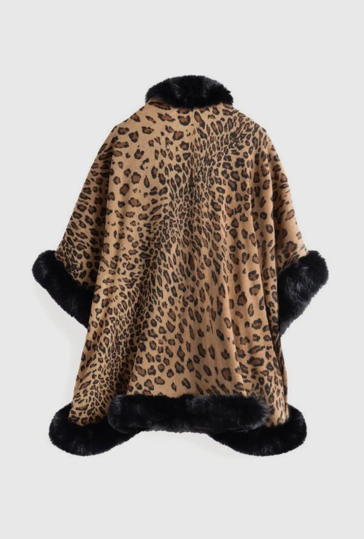 Luxury Thick Cheetah Pattern Faux Fur Cape