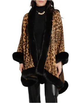 Luxury Thick Cheetah Pattern Faux Fur Cape