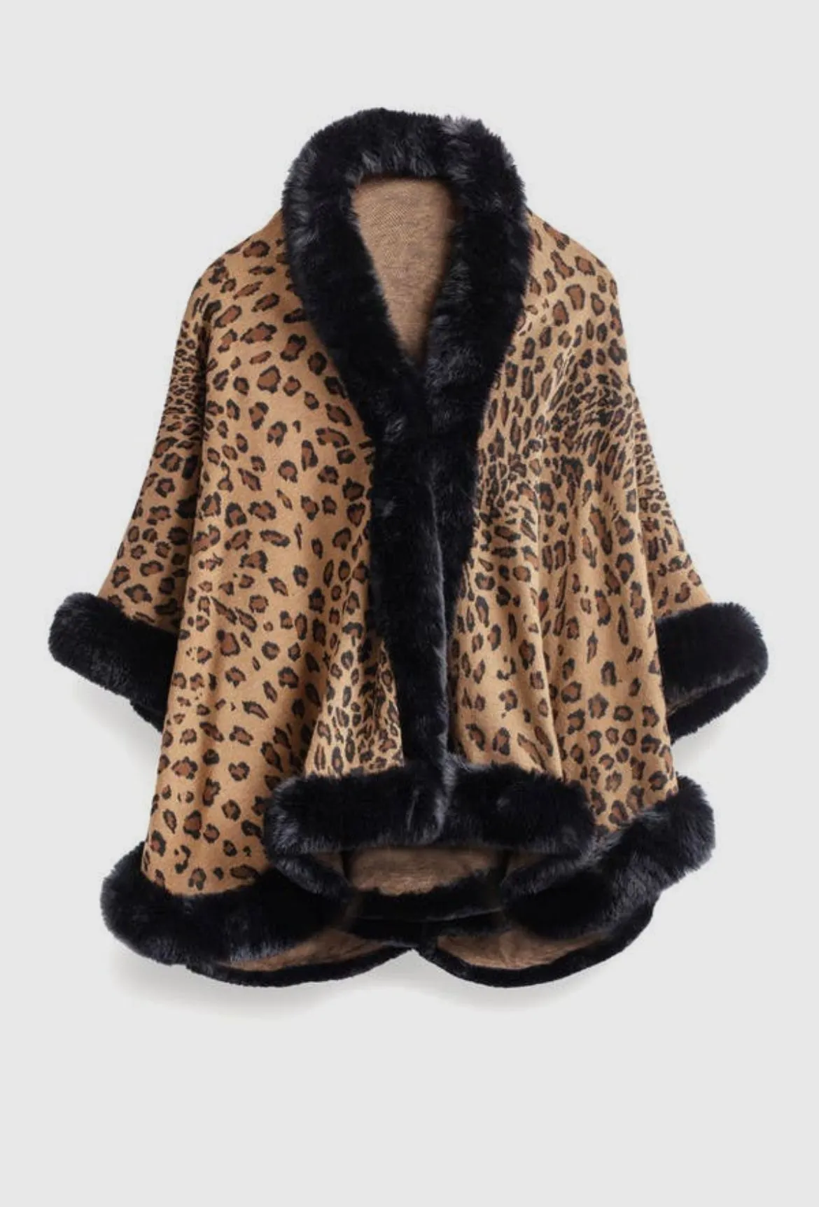 Luxury Thick Cheetah Pattern Faux Fur Cape