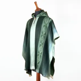 Mactayan - Baby Alpaca Hooded Poncho Pullover - Dark Green - Unisex