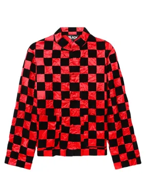 Mandarin Collar Check Print Jacket