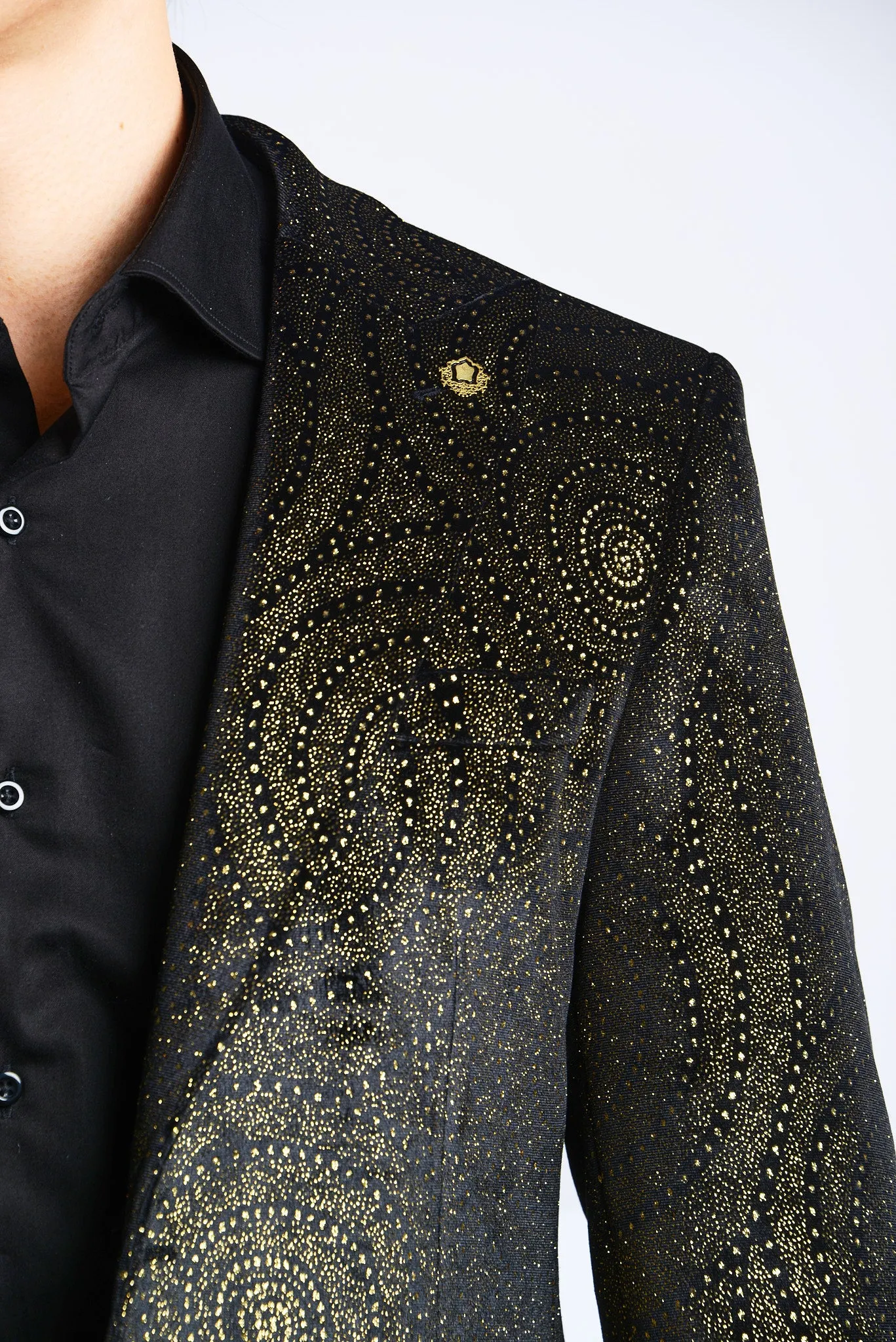 Mayfair Gold Spiral Sparkle Velvet Blazer