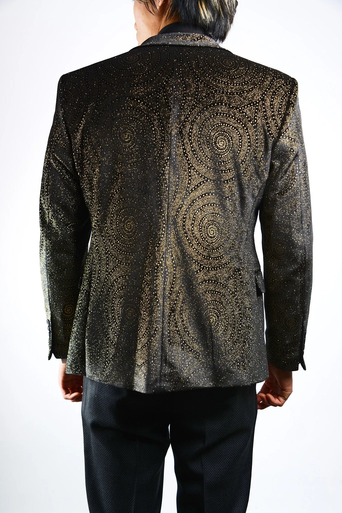 Mayfair Gold Spiral Sparkle Velvet Blazer