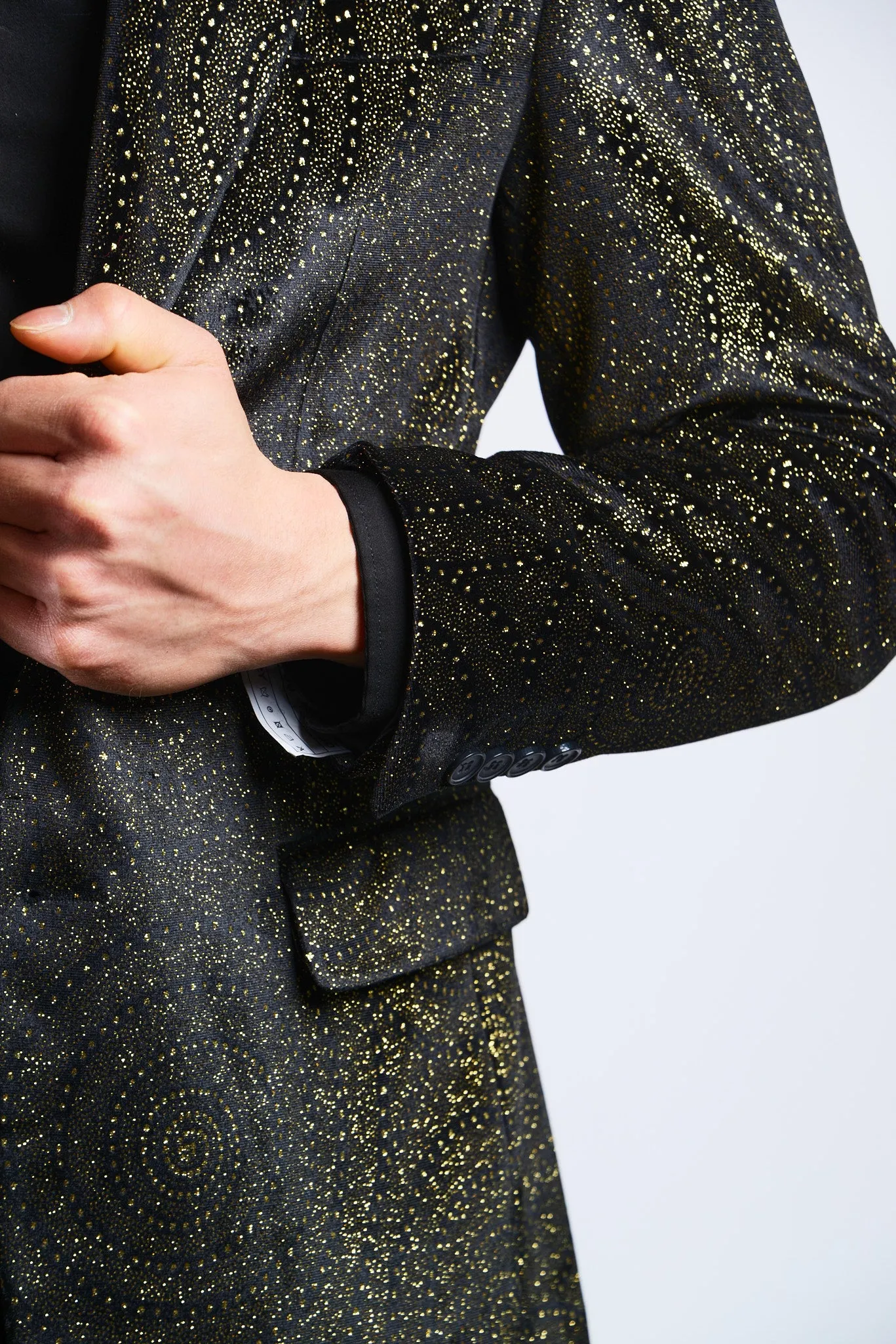 Mayfair Gold Spiral Sparkle Velvet Blazer