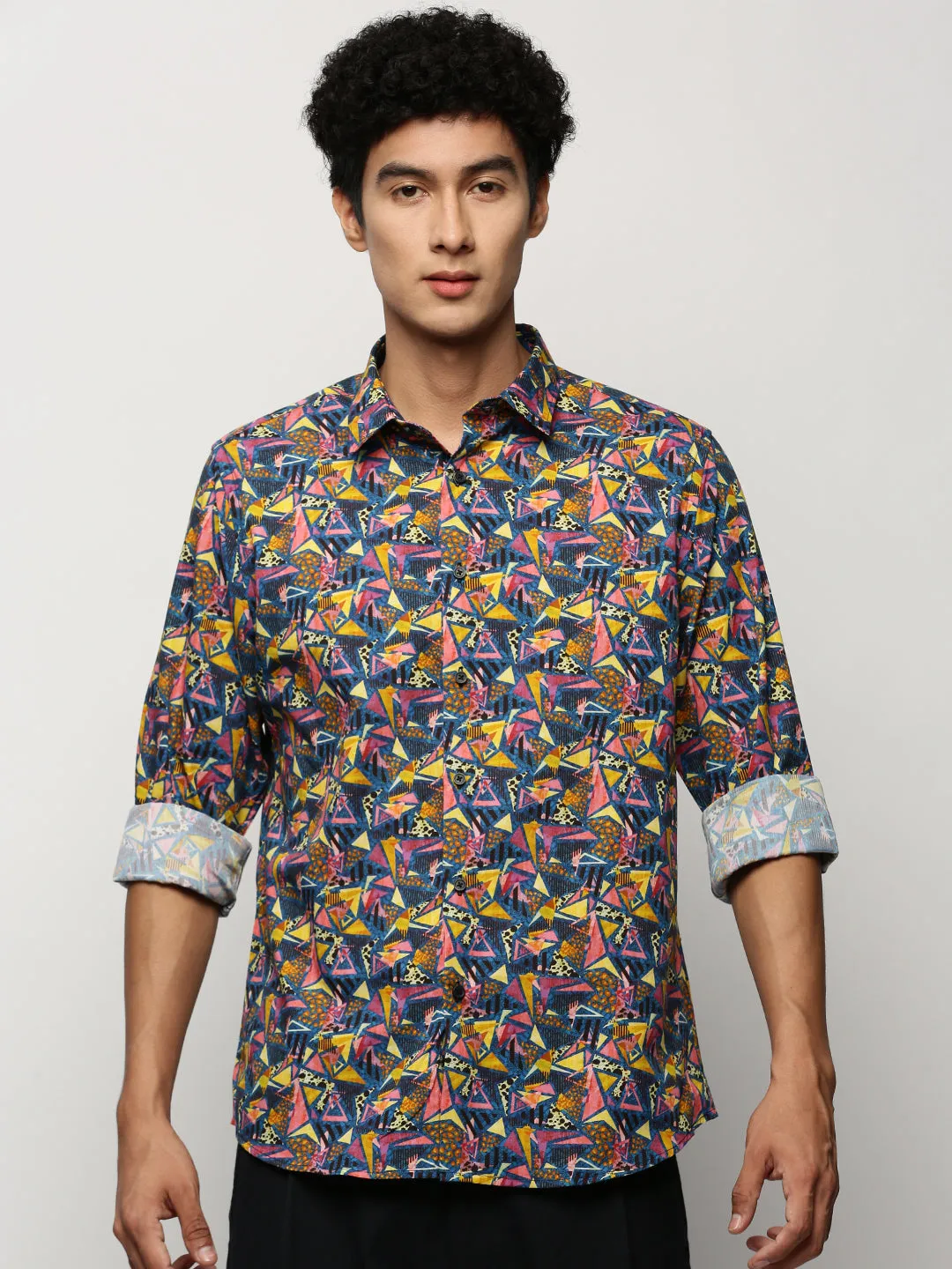 Men Navy Geometrical Shirt