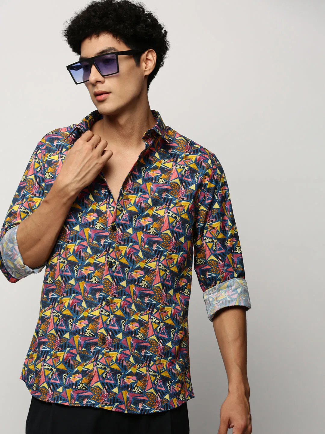 Men Navy Geometrical Shirt