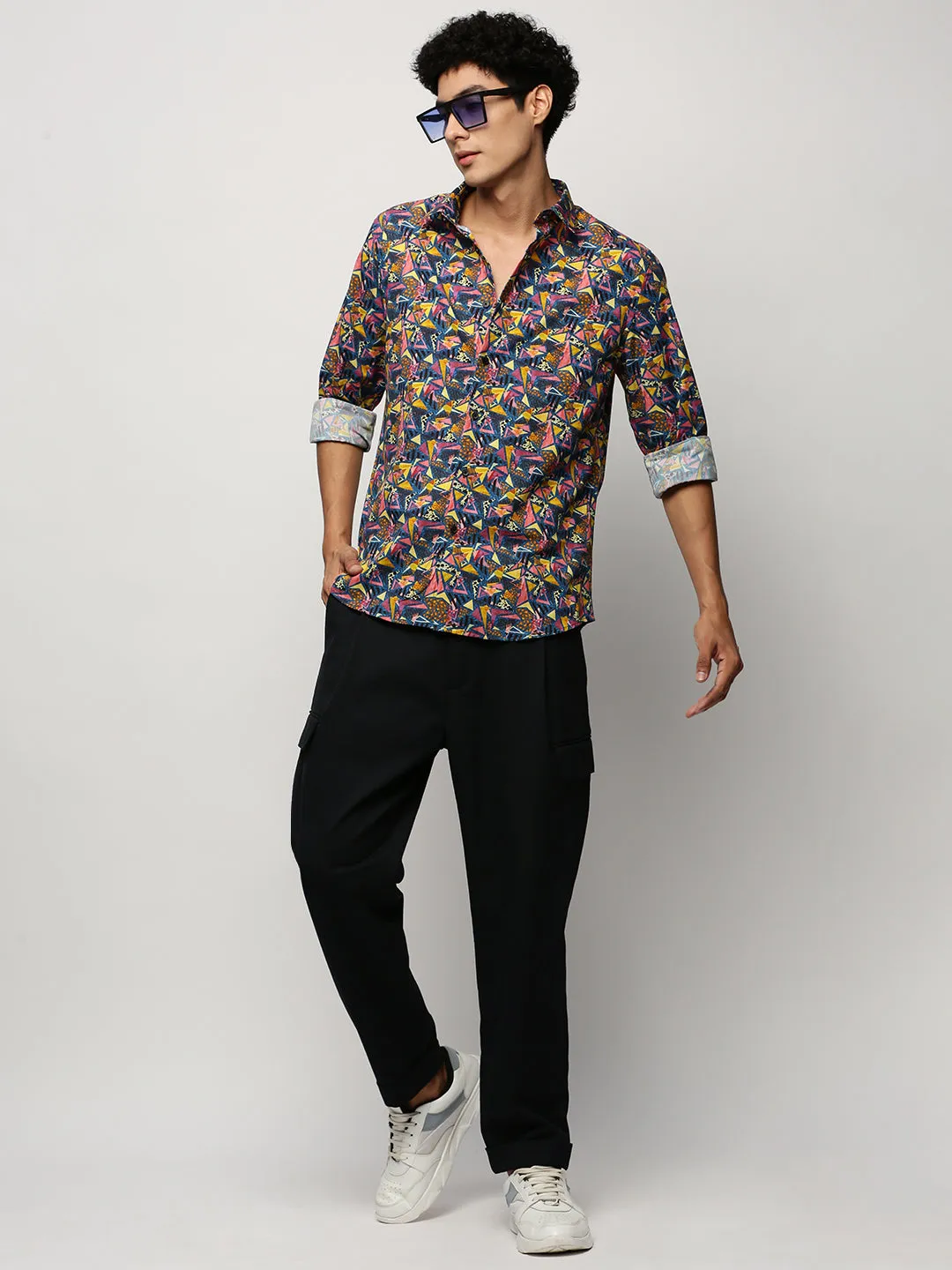 Men Navy Geometrical Shirt