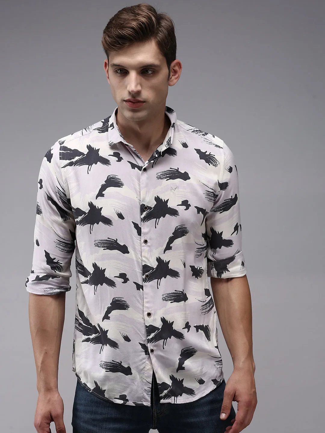 Men Purple Printed Casual Shirt