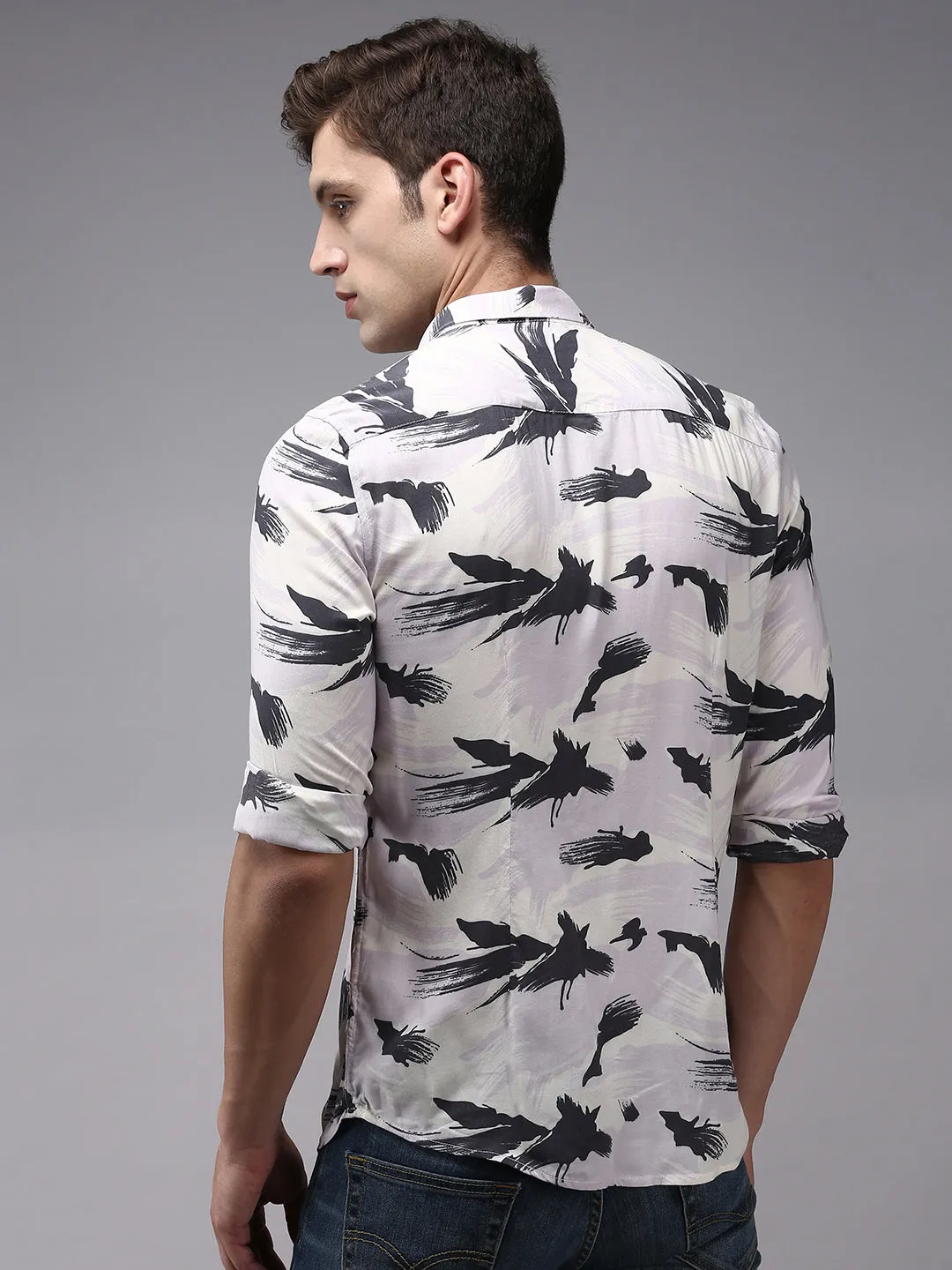 Men Purple Printed Casual Shirt