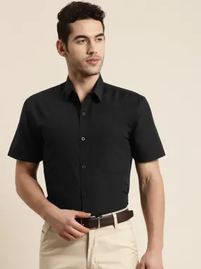 Men's Cotton Black Half sleeves Casual Shirt