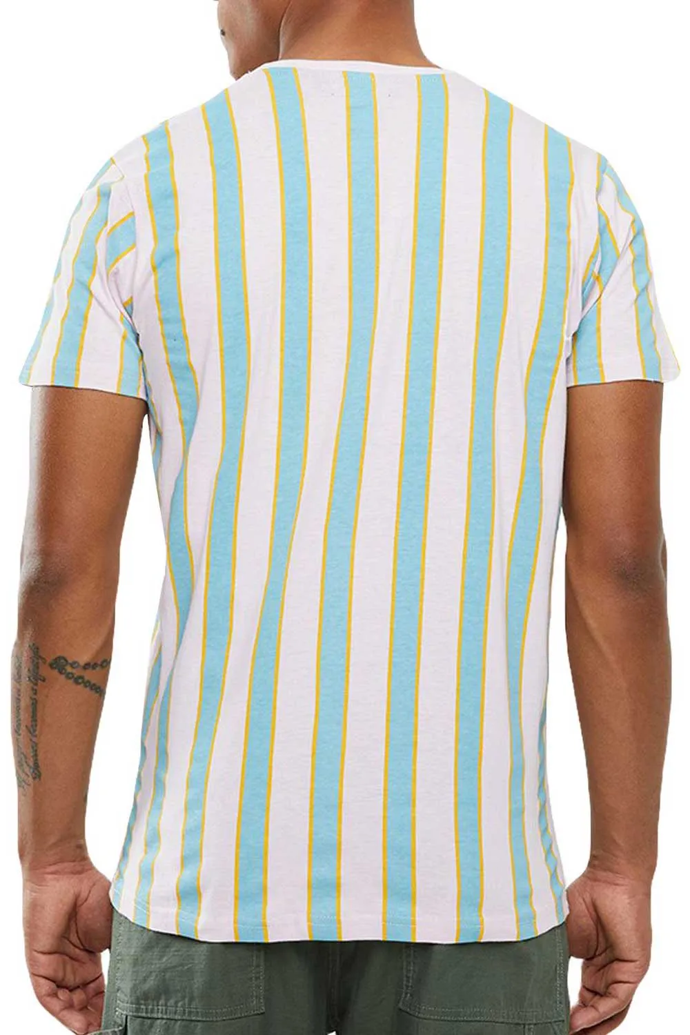 Mens Crew Neck Short Sleeve Striped T-shirt