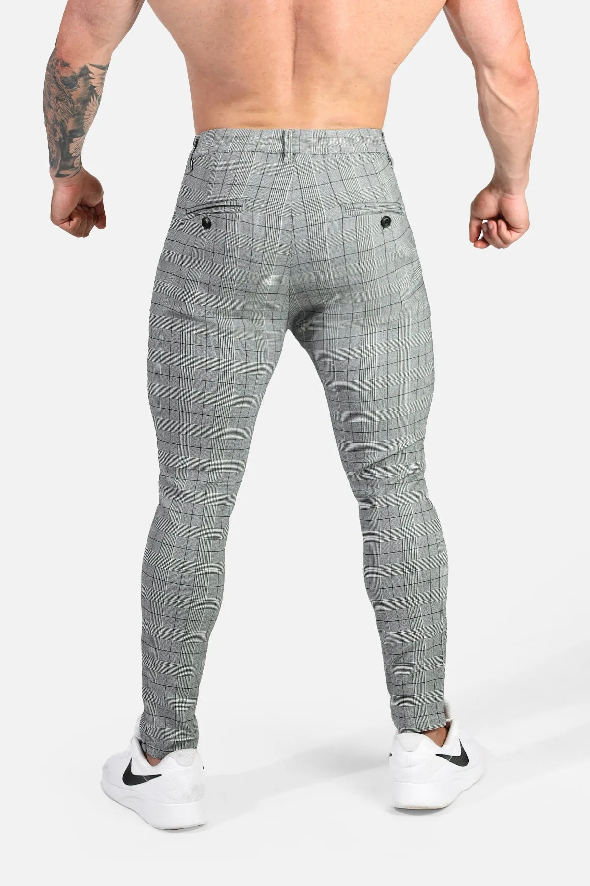 Men's Fitted Stretchy Pants - Checker