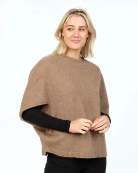 Mink Poncho Tunic in Possum Merino Wool - NB868