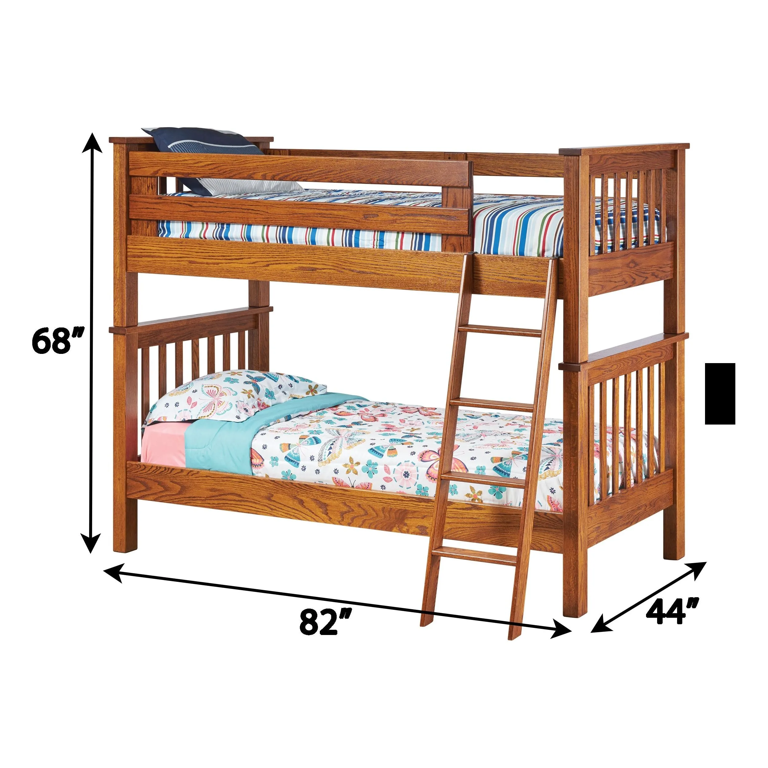 Mission Twin Over Twin Bunk Bed with Ladder