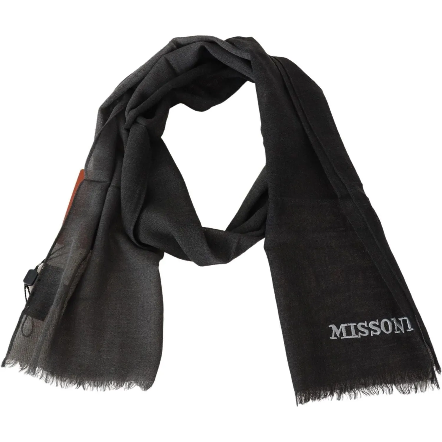 Missoni Elegant Black Wool Scarf with Embroidered Logo