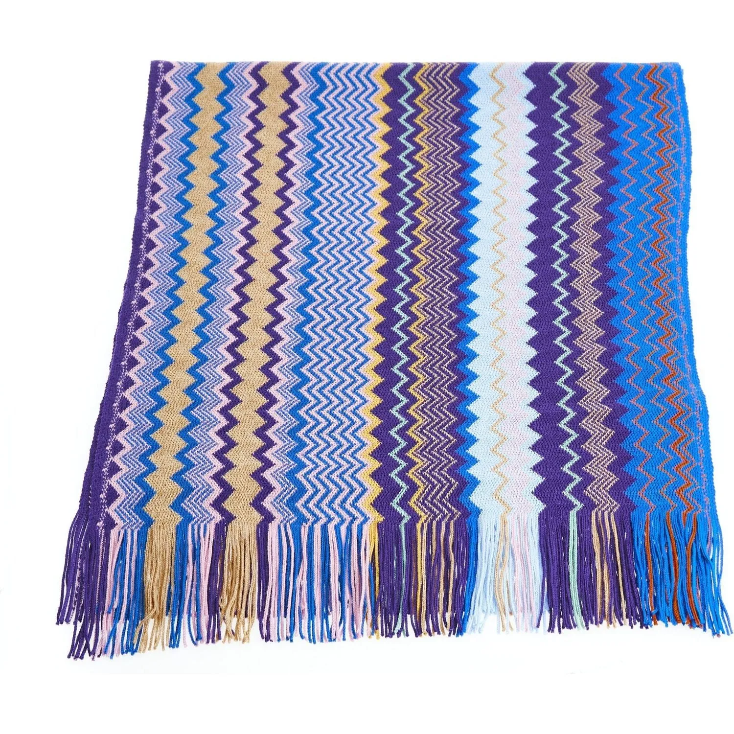 Missoni Geometric Pattern Fringed Luxury Scarf