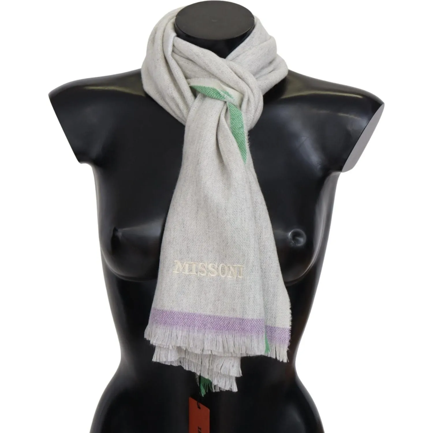 Missoni Multicolor Cashmere Line Pattern Scarf