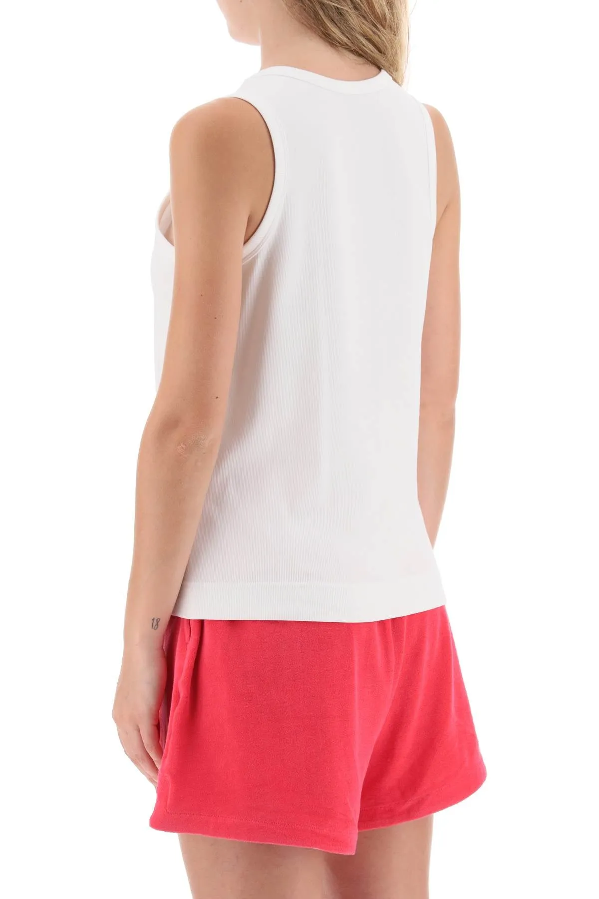 Moncler basic logo print ribbed tank top