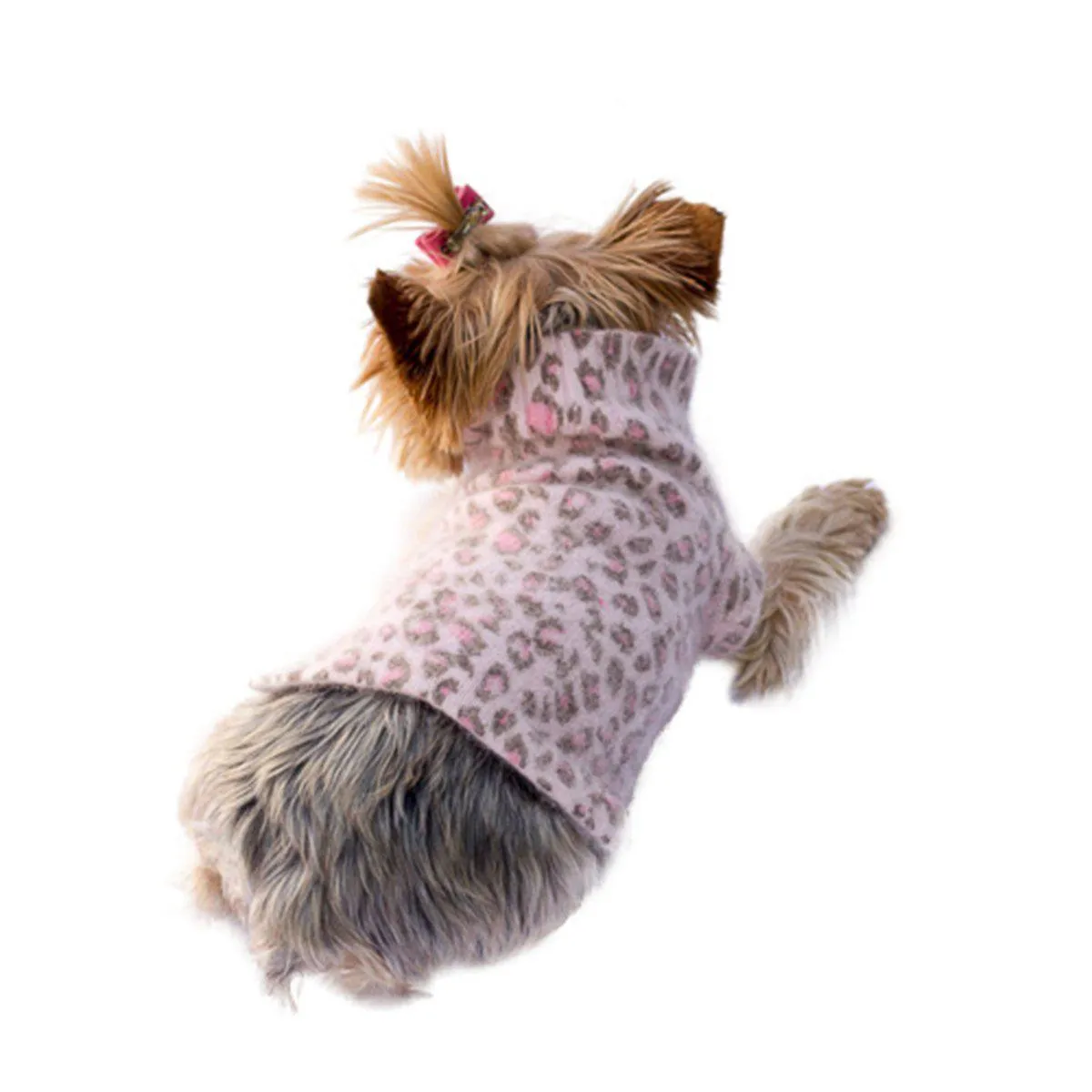 Movie Star Mock Neck Dog Sweater Pink Leopard