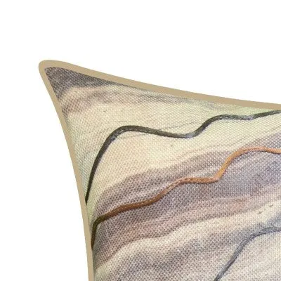 New - 13"x20" Oversize Corded Marble Lumbar Throw Pillow Beige - Edie@Home