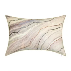 New - 13"x20" Oversize Corded Marble Lumbar Throw Pillow Beige - Edie@Home