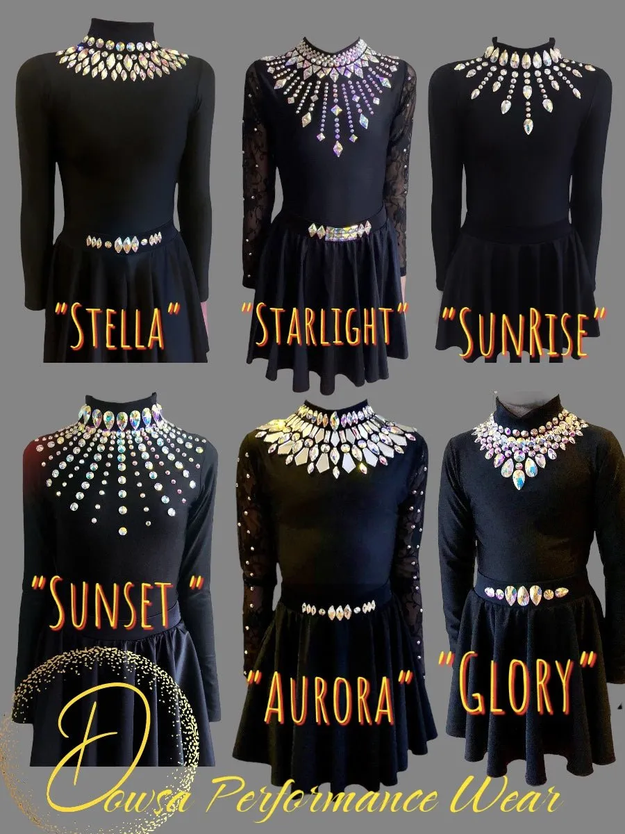 NEW "SUNSET" Irish Dancing Dress /Black Leotard Costume Set