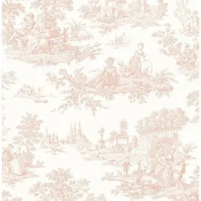 NextWall Chateau Toile Peel and Stick Wallpaper Pink