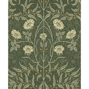 NextWall Stenciled Floral Peel and Stick Wallpaper Green