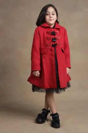 One Friday Kids Girls Cherry Red Overcoat