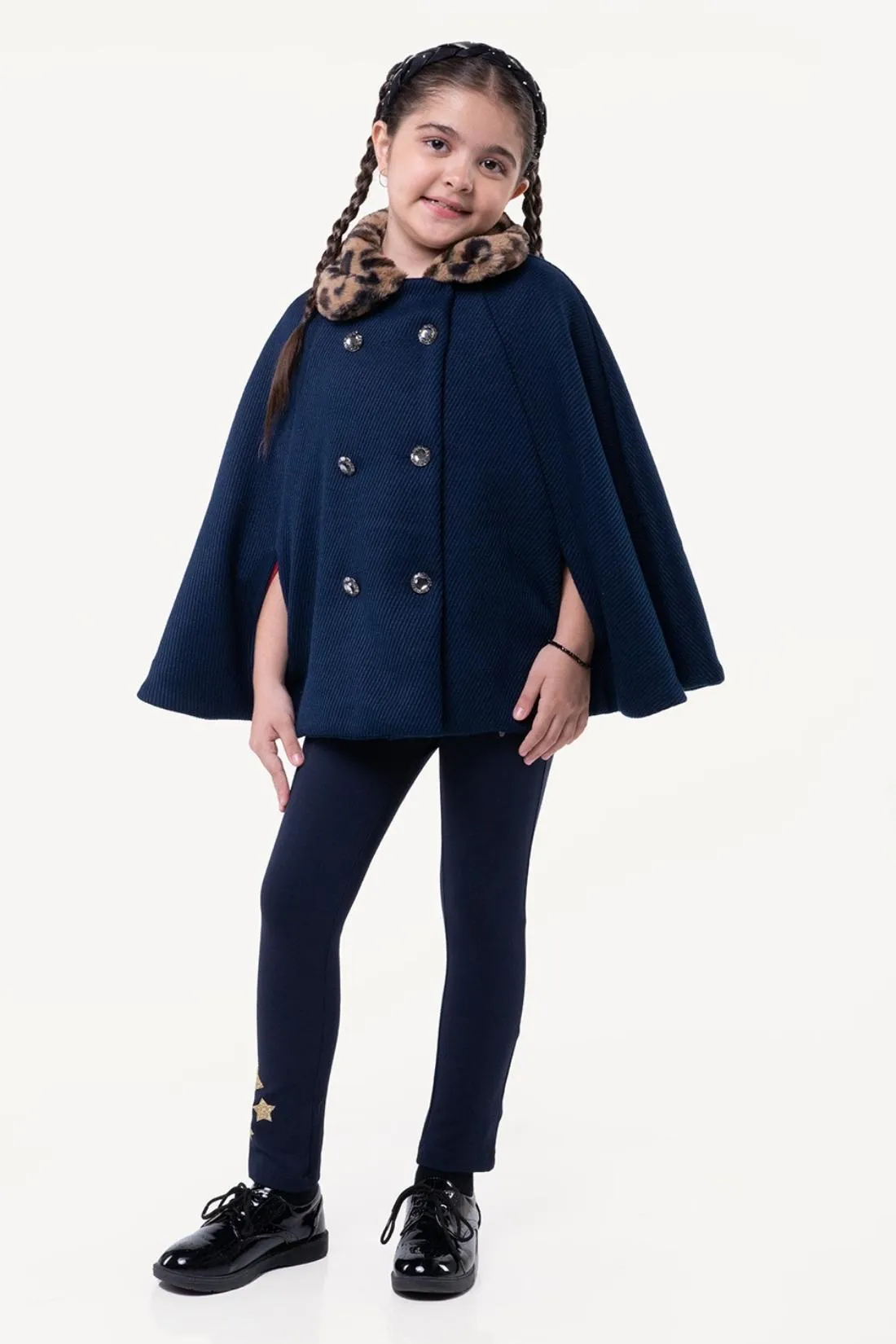 One Friday Navy Blue Solid Overcoat