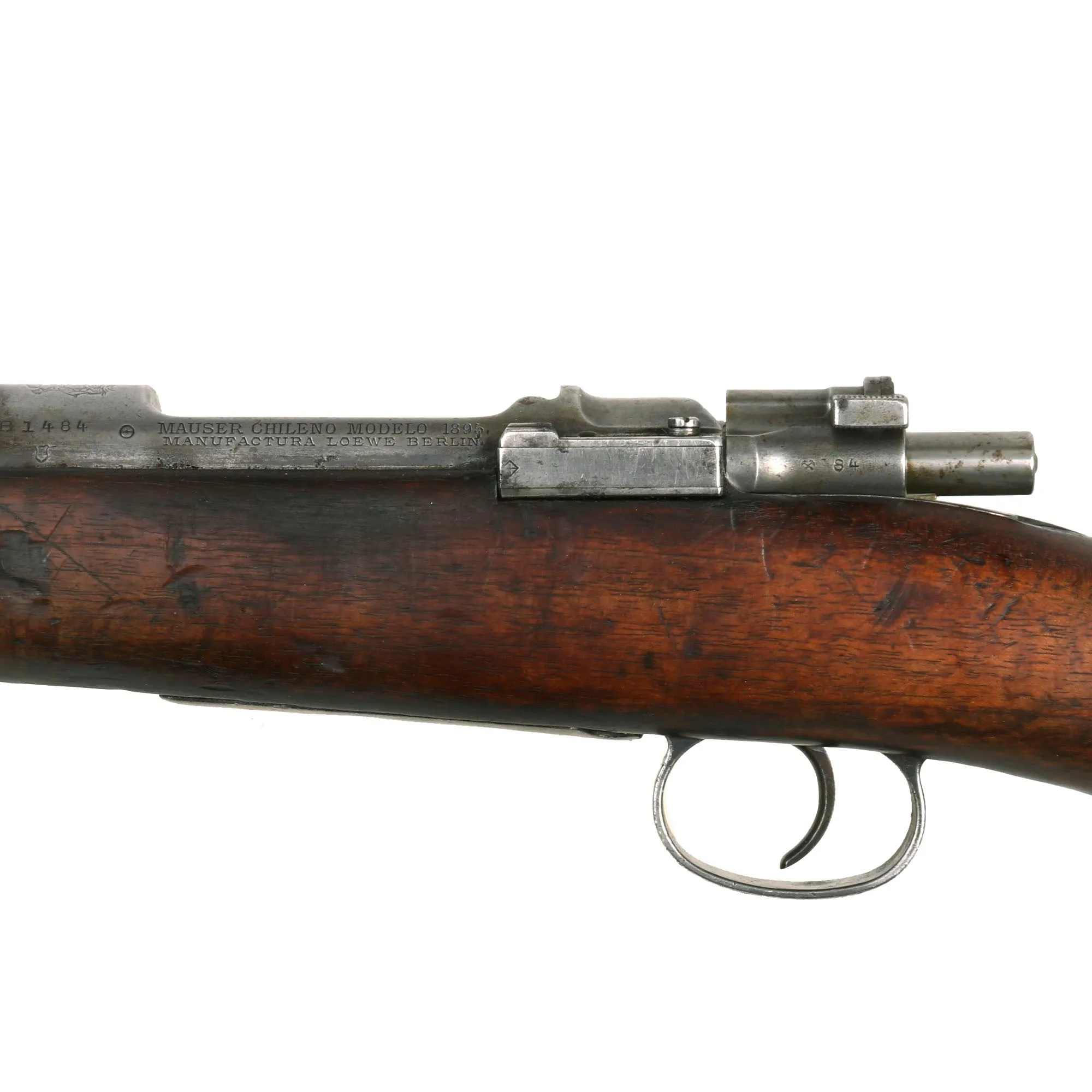 Original German Made Model 1895 Chilean Contract Mauser Artillery Short Rifle by Ludwig Loewe Berlin - serial B 1484