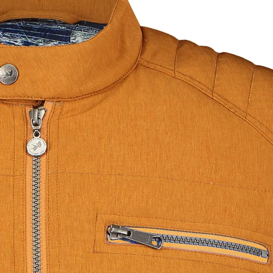 Padded Biker-Style Jacket - Rust