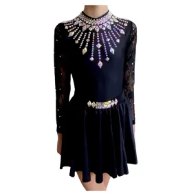 "STARLIGHT" Lace Sleeve Leotard Set with Skirt /Irish Dance Dress