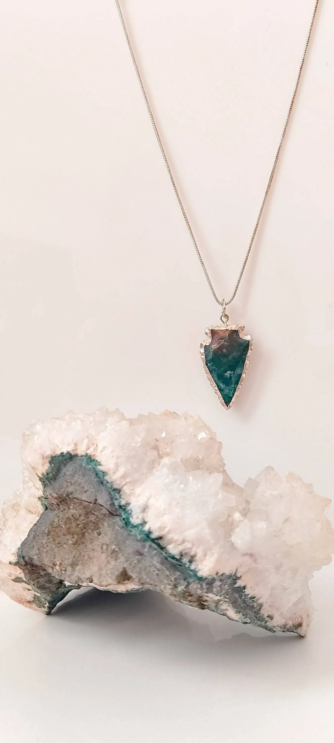 Raw Crystal Arrowhead Chain Necklaces