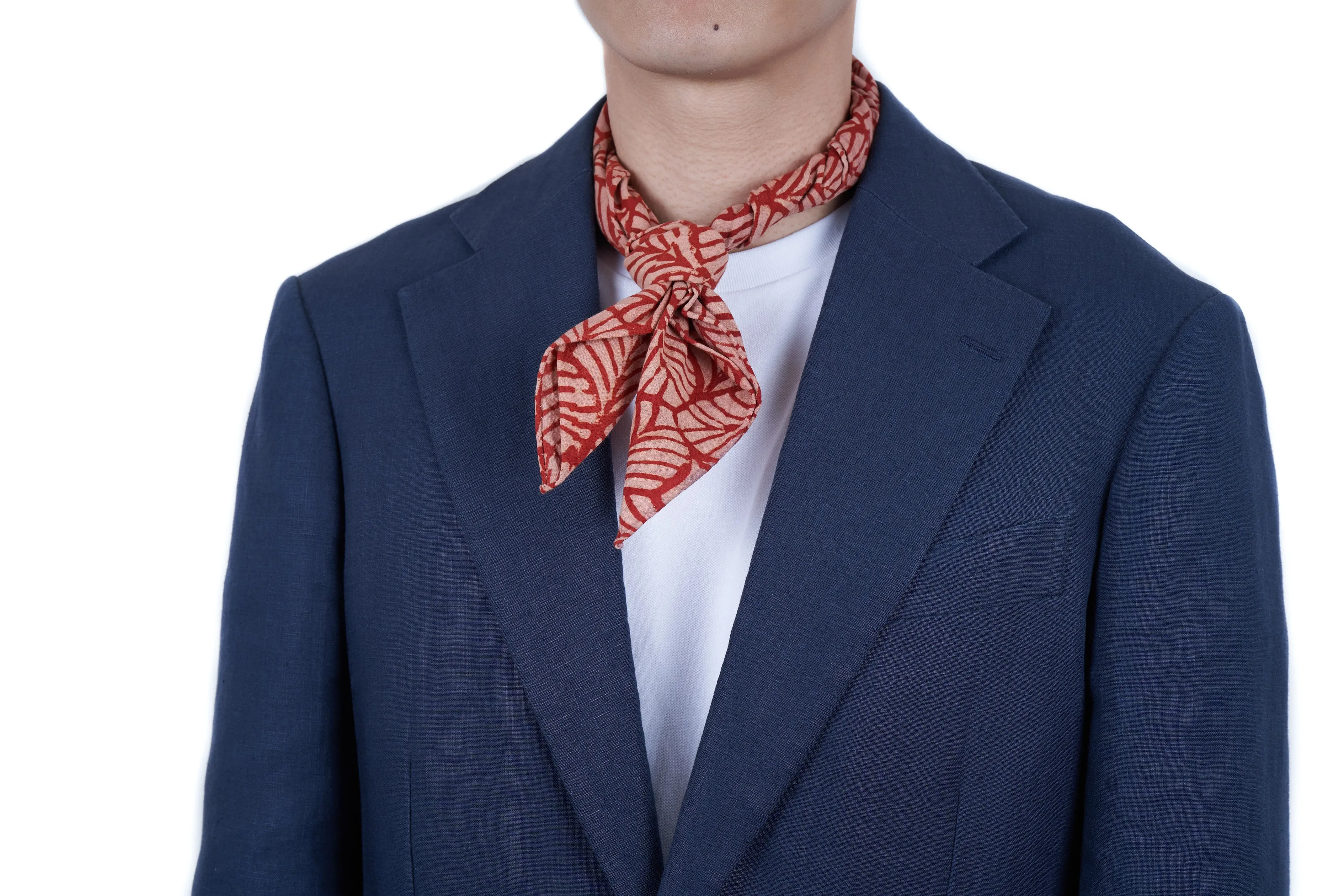 Red Leaf Block Print Neckerchief