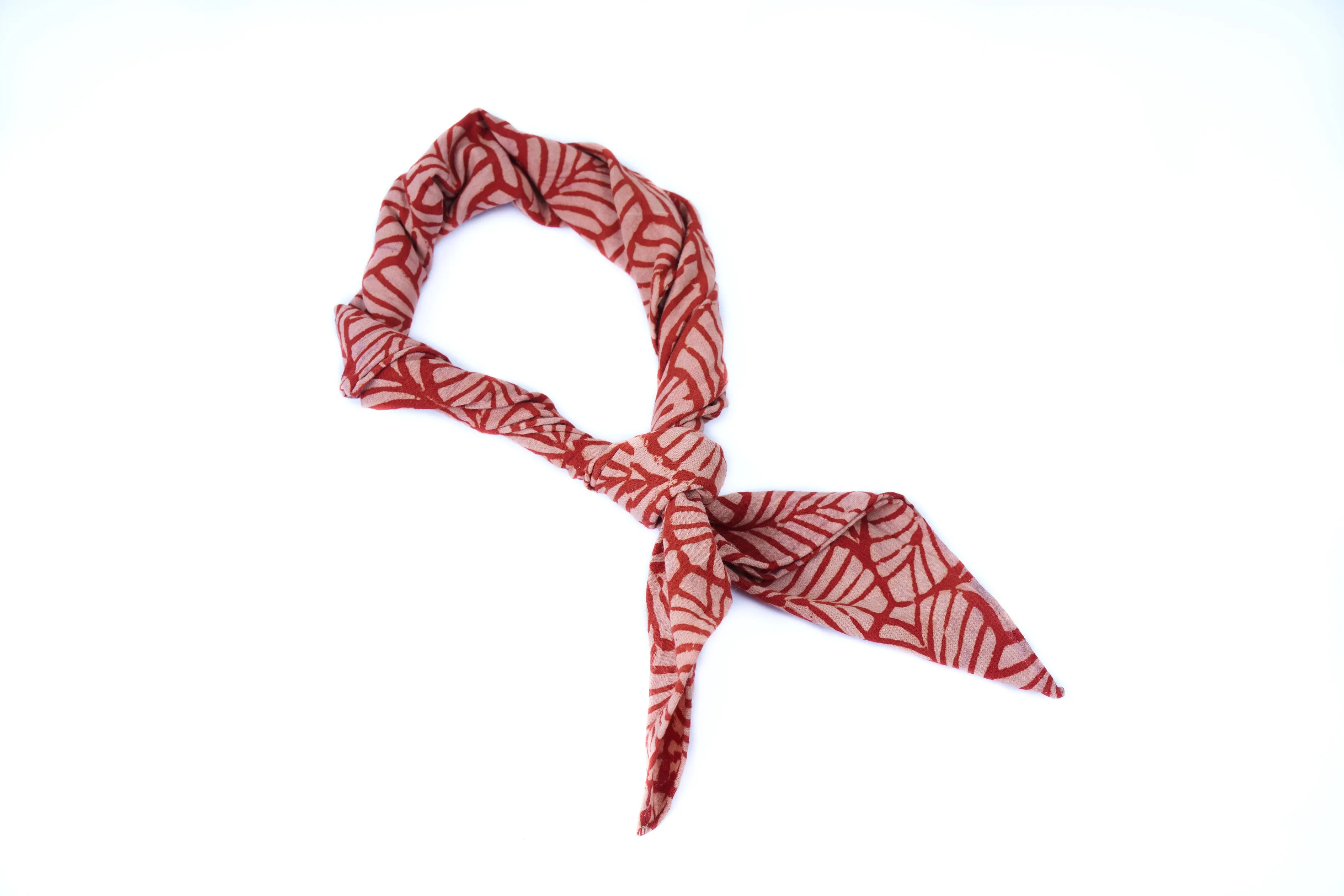 Red Leaf Block Print Neckerchief