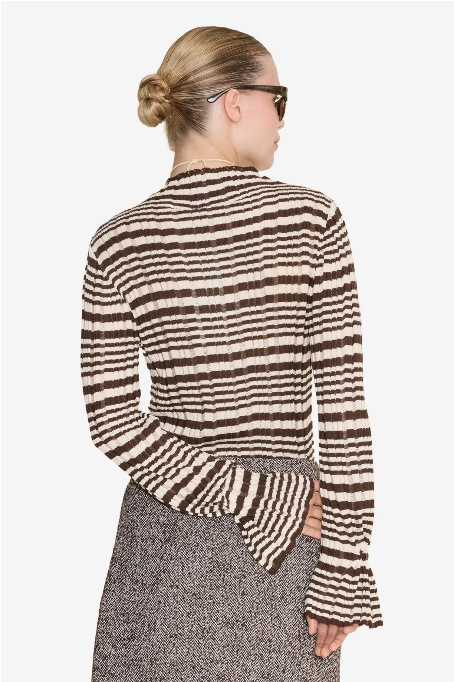 Rib Stripe Turtleneck Brown Mix