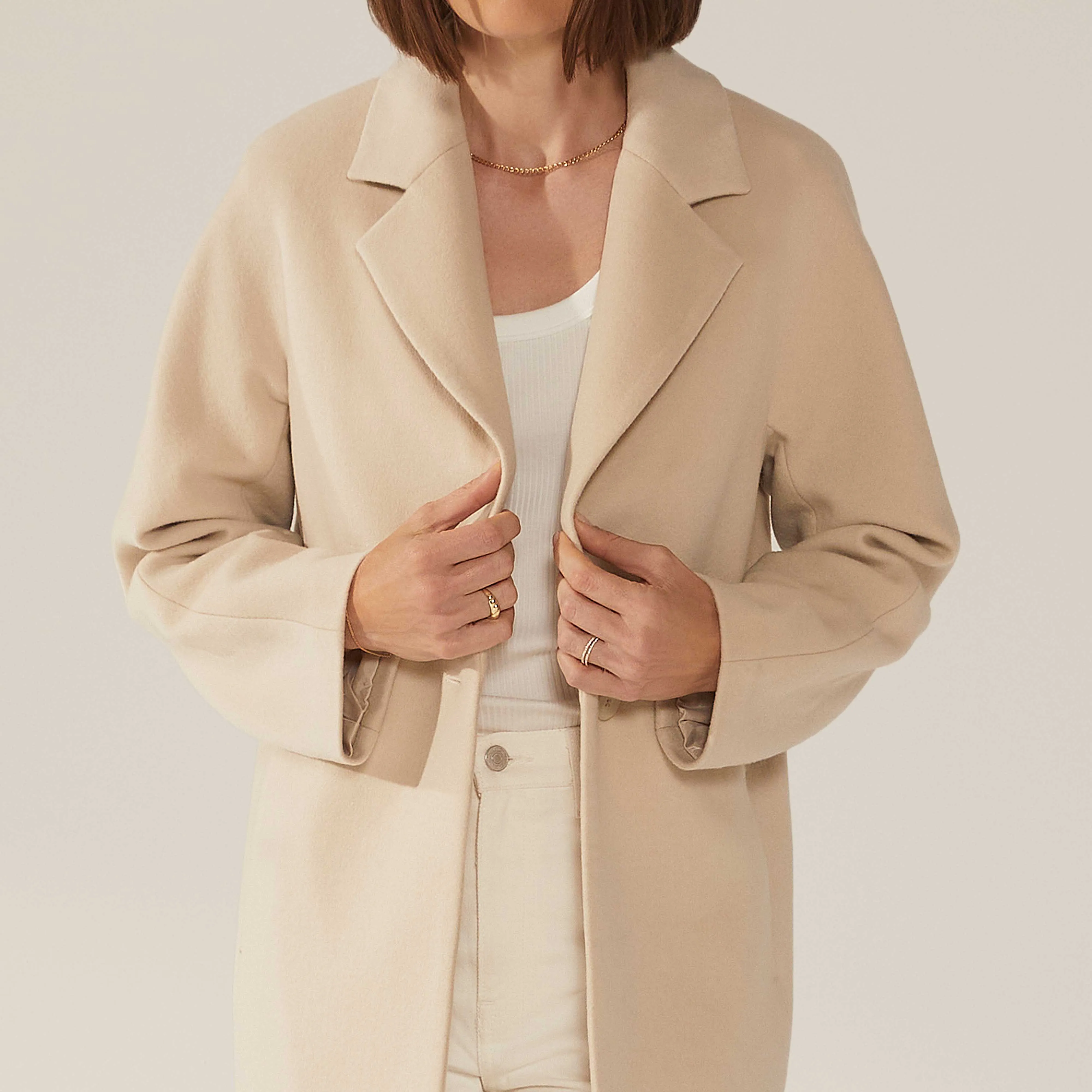 Risa Cashmere-Wool Button Down Coat