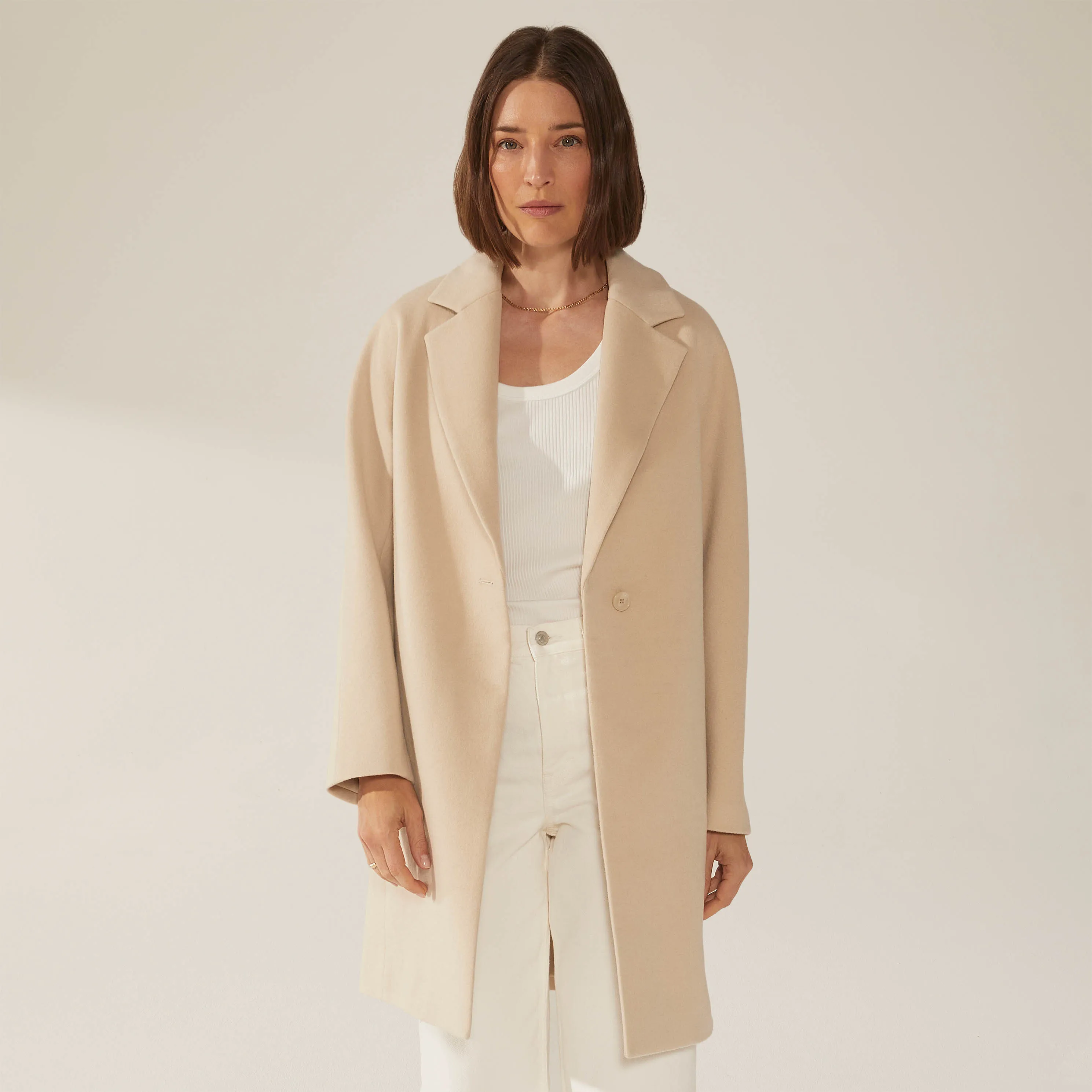 Risa Cashmere-Wool Button Down Coat