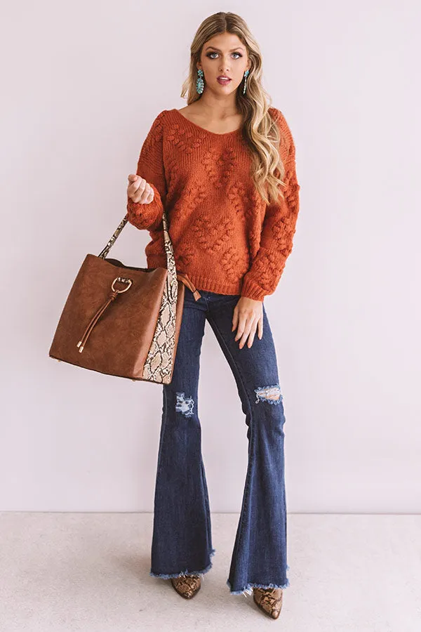 Romantic Mood Knit Sweater in Rust