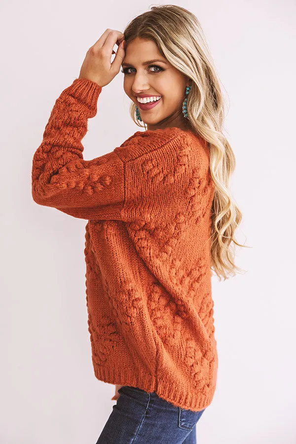 Romantic Mood Knit Sweater in Rust